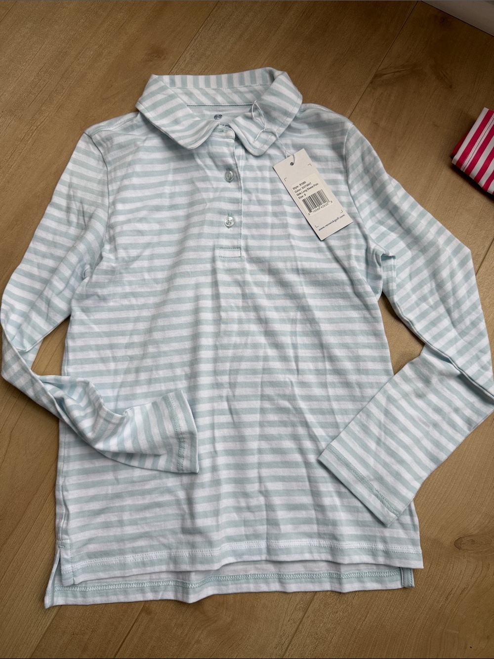 Girls' Light Blue & White Striped Long-Sleeve Polo Top gold renwick gold 8